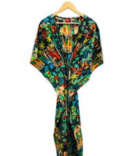 Indian Black Long Frida Printed Cotton Hippie Maxi Women Nightwear Caftan Dress