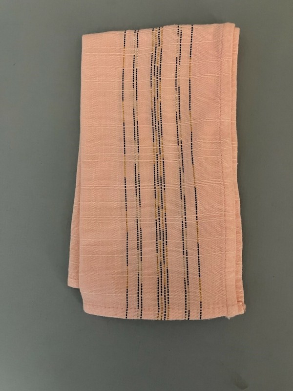 Vintage Linen pink tablecloths and 8 napkins black, gold, and silver threaded pa