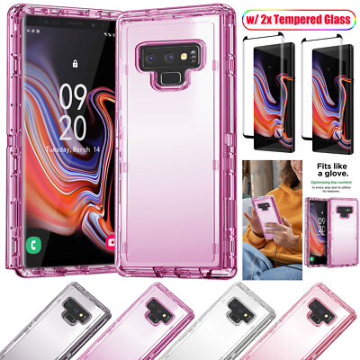 For Samsung Galaxy Note9 Heavy Duty Case Clear Rubber Cover + Screen Protector