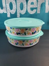 Tupperware Click Container Twist Stack & Store 2.5Qt Set Of 2 Fruit Citrus Set :