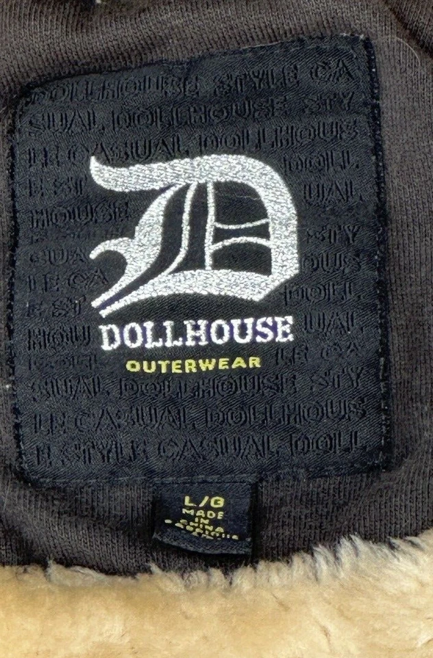 Dollhouse Outerwear Dark Gray Winter Faux Fur Lined Hoodie Coat Size Large - Image 3 of 4