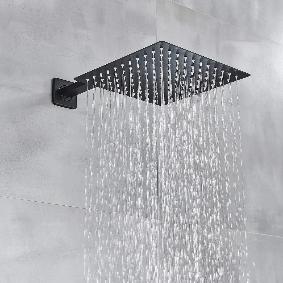 Matte black wall mount 6inch regular high water pressure shower head  ceiling mount 16inch or 12 inch rainfall shower head 3 way thermostatic  shower