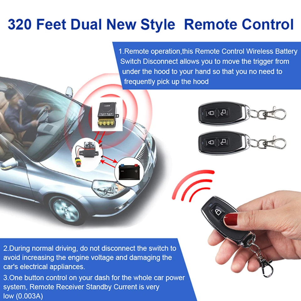 Car Battery Disconnect Switch Cut Off Isolator Master Power Kill Wireless Remote Foto 2 de 4