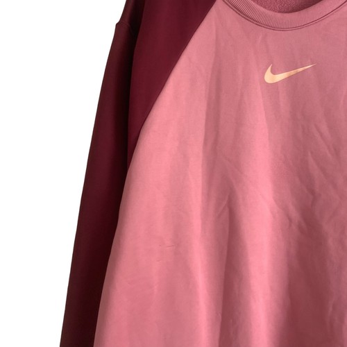 Nike DRI-FIT Women's Sweatshirt Plus 3X Pink Raglan Sleeve Fleece Lined Sweater - Picture 8 of 9
