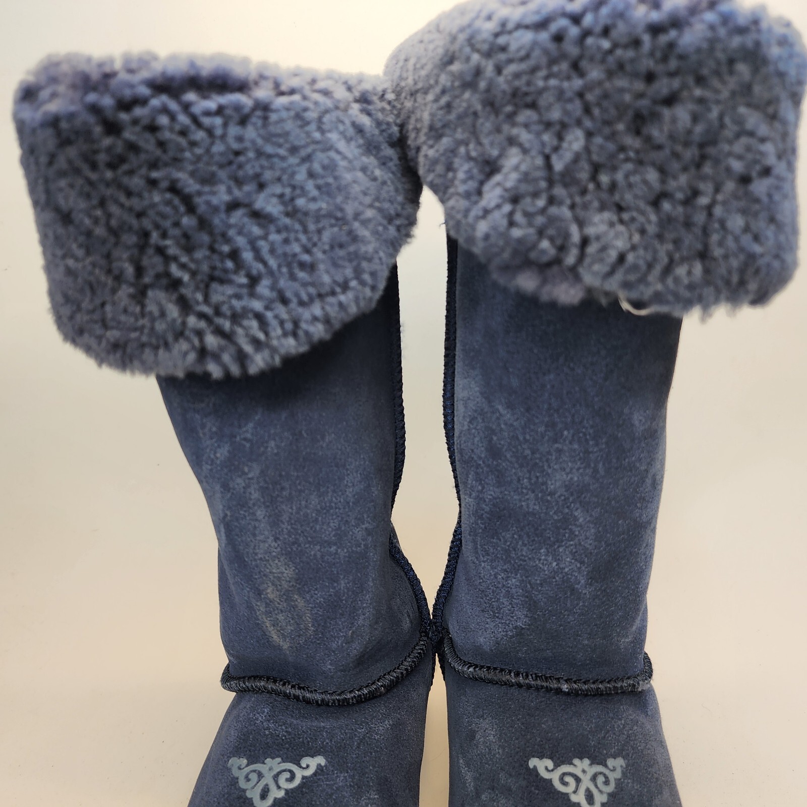 Superlamb Women's Size 7 Suede Mongolian Winter Boots Blue