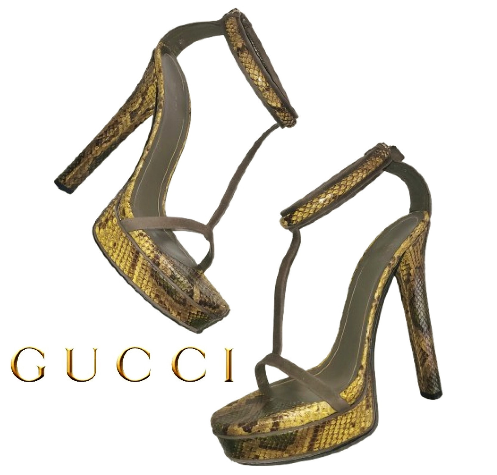 GUCCI ~  real PYTHON snakeskin open toe sandals ~… - image 1