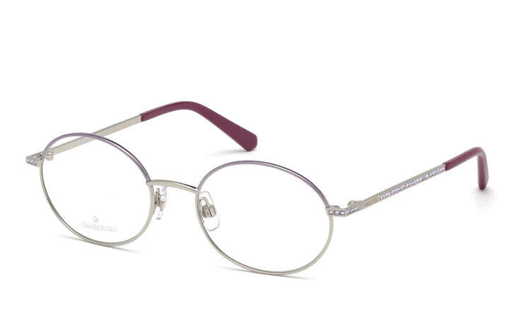 Lunettes de vue ovales violettes Swarovski SK5335 en métal argenté ciselé
