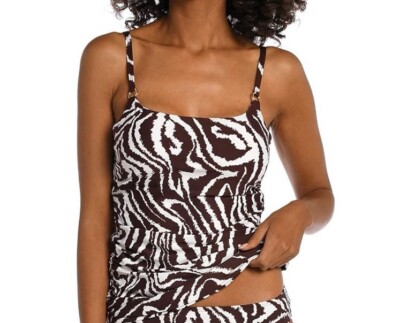 La Blanca Women's Lingerie Strap Tankini Swimsuit Top, Java/Fierce Lines, 4, $98