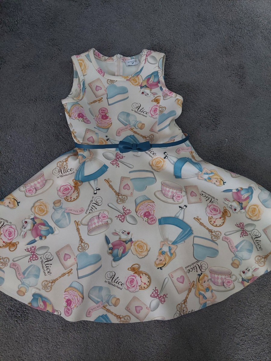 Monnalisa alice on wonderland dress age girls designer clothing