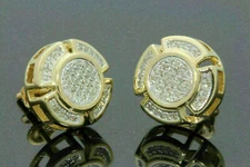 1.50Ct Round Cut Moissanite Screw Back Stud Earrings 14K Yellow Gold Plated