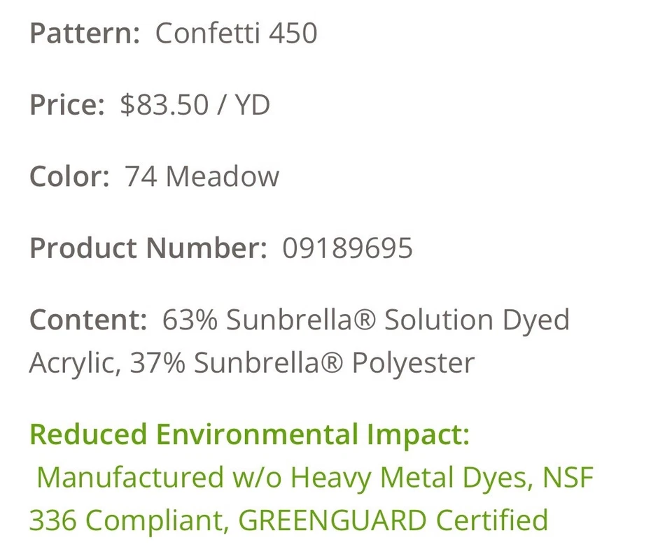 Tela de tapicería Knoll Sunbrella Momentum confeti verde prado 20 yardas exterior Foto 4 de 4