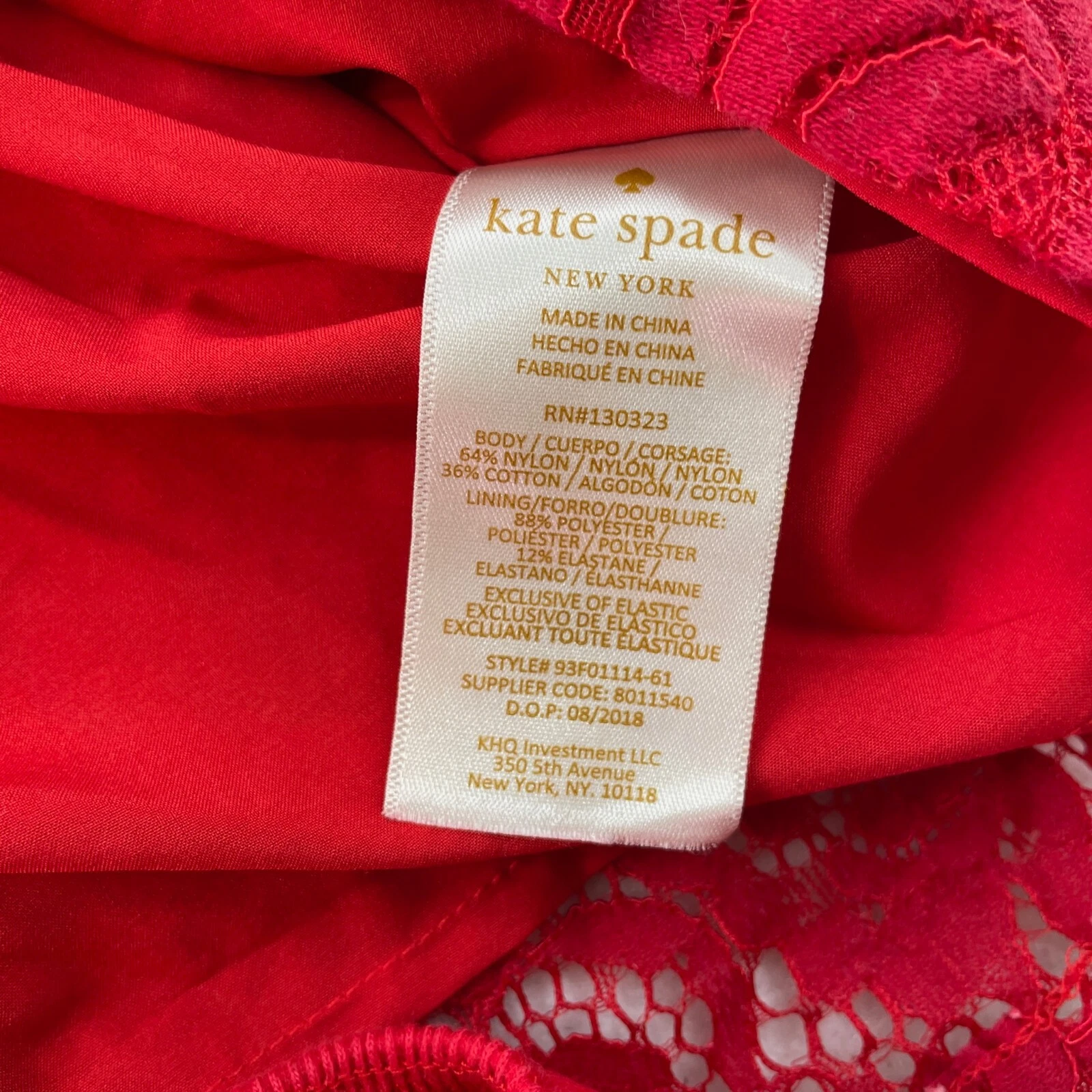 Abito bambino Kate Spade taglia 12 M rosso nero pizzo all'uncinetto maniche a campana 2 pezzi