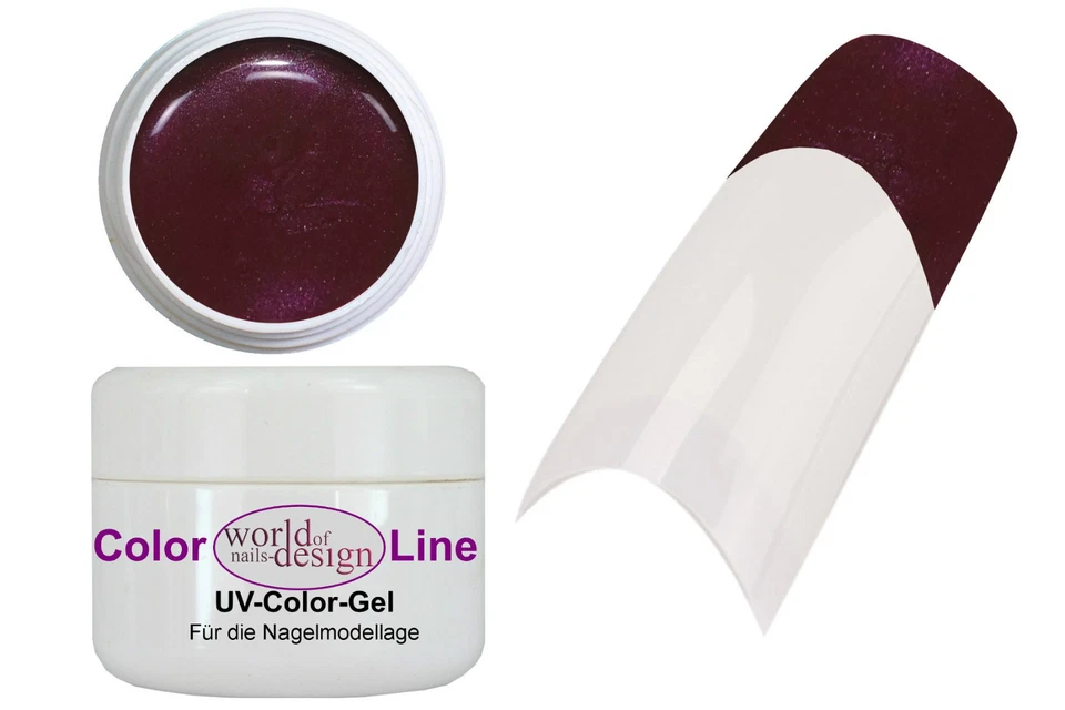 WORLD OF NAILS-DESIGN Eleganz PUR: 5 ml. UV Gel DARK AUBERGINE Nr. 371 für Fullcover oder French -TOP