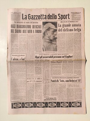 Gazzetta Dello Sport Du 24 Avril 1955 - Vezzalini, Gilera, Salon De Turin