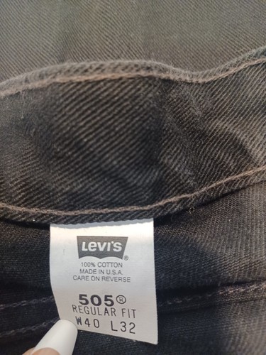 Vintage Black Levi's 505 Regular Fit Straight Leg Denim Jeans 40x32 Made In USA - Picture 3 of 8
