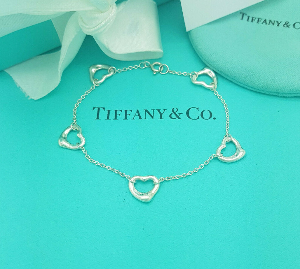 Tiffany Silver Elsa Peretti Five Open Heart Bracelet