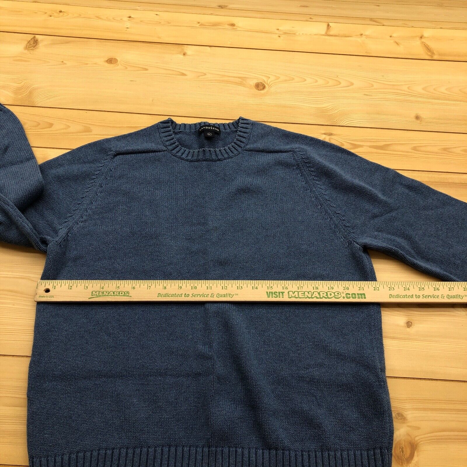 Lands' End Blue Long Sleeve Solid Crew Neck Sweat… - image 7