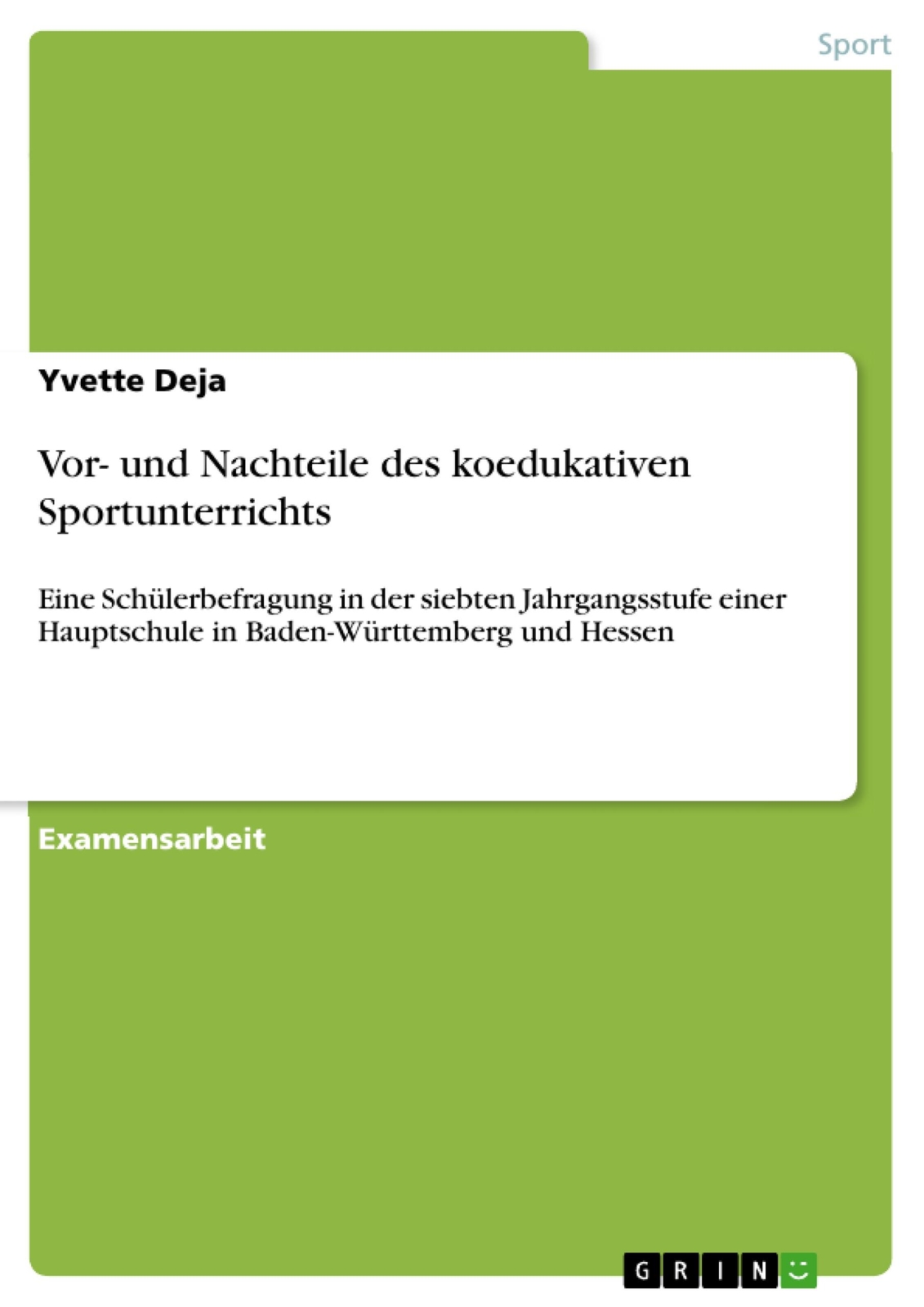 Thumbnail - Vor- Und Nachteile Des Koedukativen Sportunterrichts | Buch |