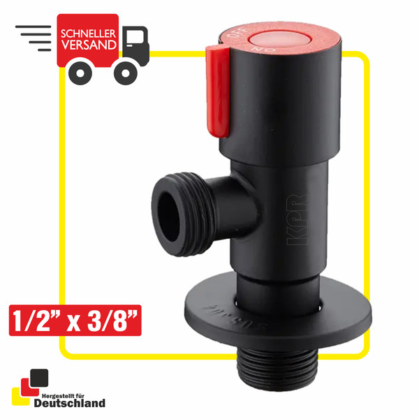 "Eckventil Schwarz Rot Regulierventil 1/2\" 3/8“ Wandarmatur Wandanschluss"-image