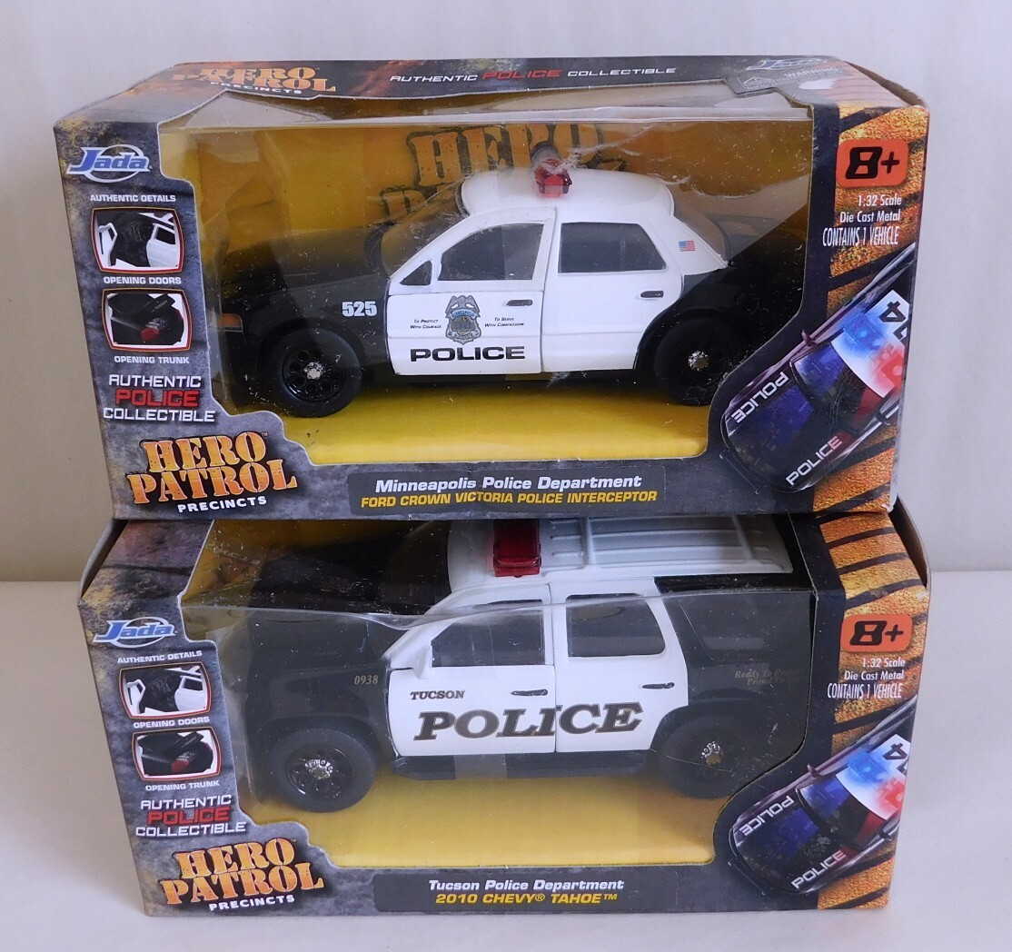 2 - JADA Hero Patrol Precincts Diecast Cars - Crown Vic & Chevy Tahoe