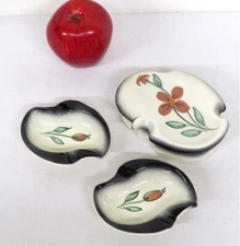 A Hoenig of California Pottery Smoking Set - Cig Dish & 2 Ashtrays, MCM