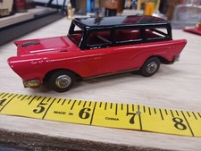 Vintage Red Original Stationwagon Tin Toy Friction Powered Made In Japan Tin Toy