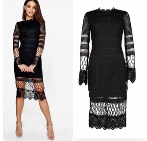 boutique lace panelled midi dress