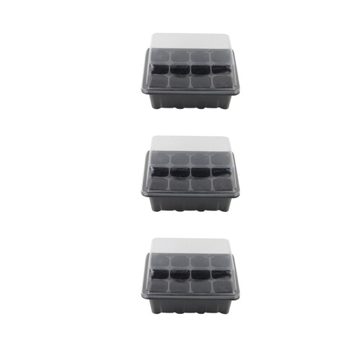 3 Pcs 18x14x6cm 12-Cells Nursery Pots Tray Lids Box For Gardening Bonsai - Afbeelding 8 van 9
