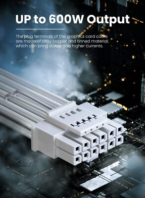 4070ti Extension Cable White PCIE 5.0 16pin 2x8 Pin Female 12VHPWR