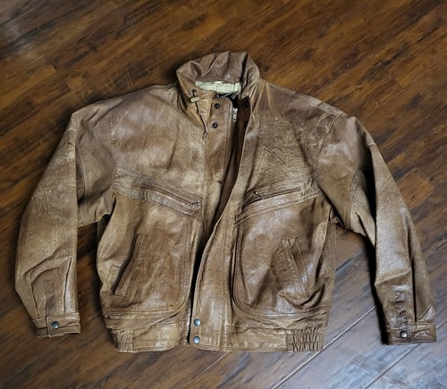 Mens Distressed Leather Bomber Jacket 