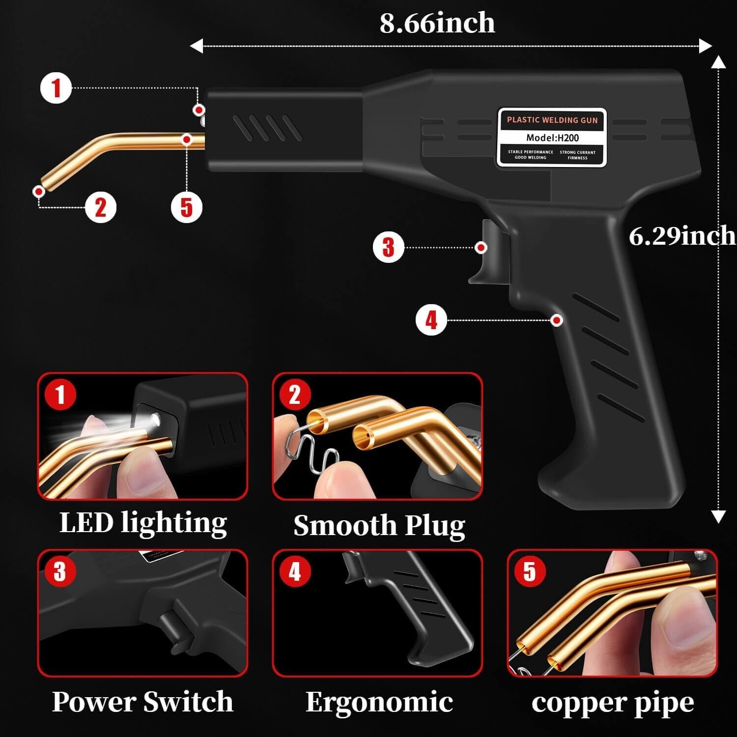 200W Plastic Welder, 2000PCS Staples 10PCS Sandpaper, Plastic Welding Kit, Plier