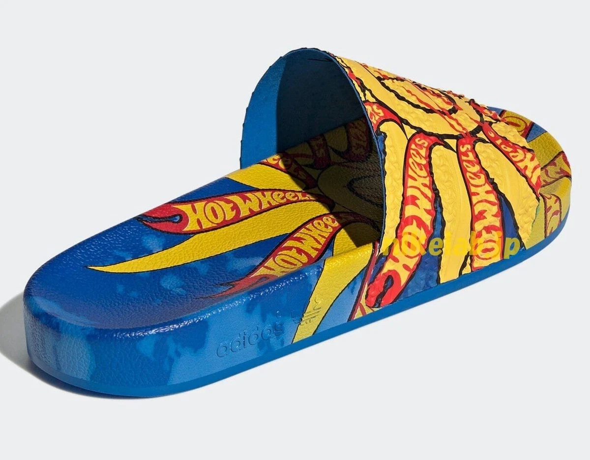 Adidas Adilette Slides Hot Wheels Sandalen blau Vogel neu Hausschuhe Herren Gr