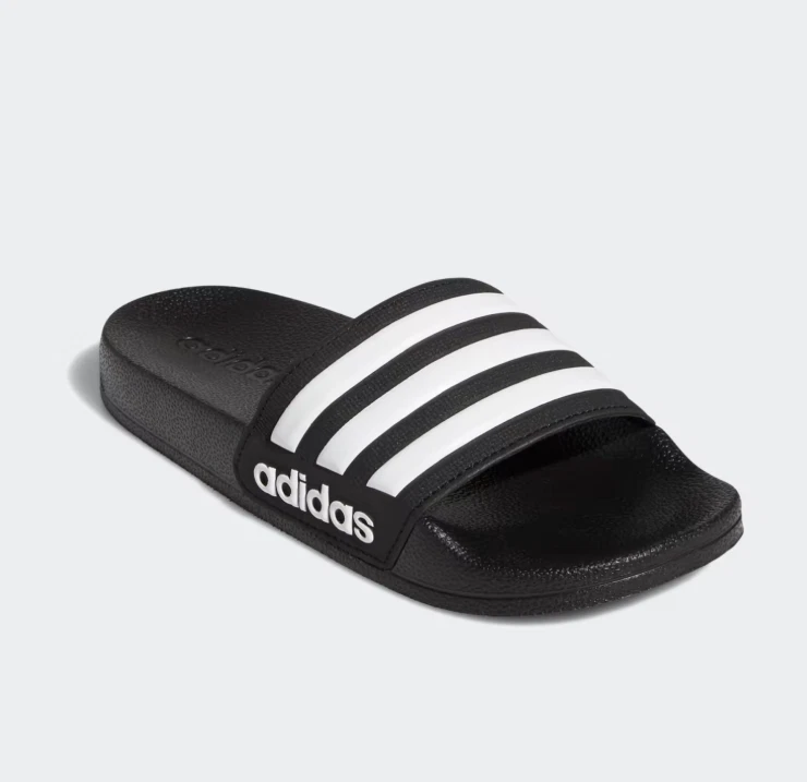 NUOVI sandali Adidas Adilette doccia slide unisex bambini taglia 12 nero bianco estivi