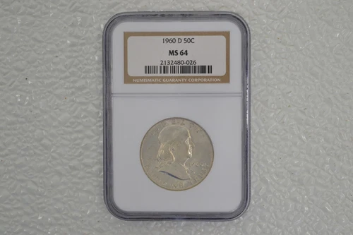 US 1960 D FRANKLIN 90% SILVER HALF DOLLAR NGC MS64 2132480-026 (FCO022249)