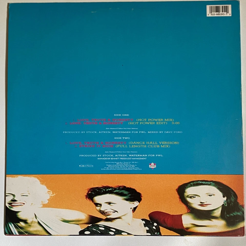 BANANARAMA - LOVE, TRUTH & HONESTY ORIG 1988 US 12" MAXI SINGLE NM/NM - Image 2 of 4