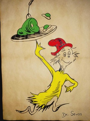 Dr. Seuss Drawing on Old Paper Signed and Sealed | eBay