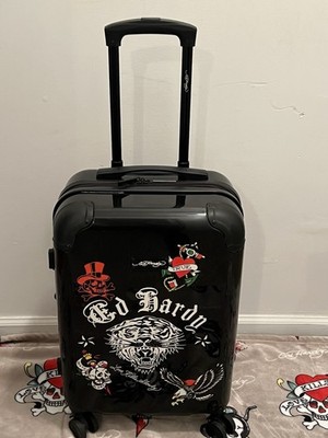 Ed Hardy Black 20x16x10 Carry-on Luggage Screaming Tiger Skull