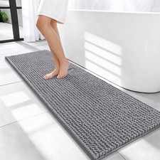 OLANLY Thick Bathroom Rugs 47x17, Extra Soft Absorbent Chenille Bath Rugs, Rubbe