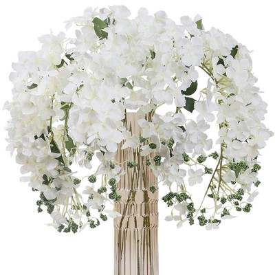 6pcs Artificial Silk Hydrangea Flowers Long Stems Fake Flowers for Tall Vase ...