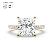 Princess Solitaire Labgrown Diamond Engagement Ring 18k Yellow Gold 5.35 Ct