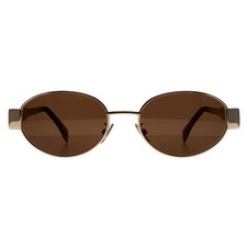 Celine Sunglasses CL40235U Metal Triomphe 28E Shiny Gold Brown Silver Mirror