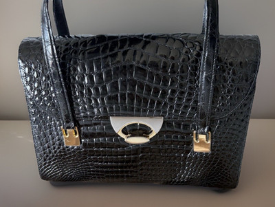 Authentic BALLY Hand bag Black Leather From Japan 0965