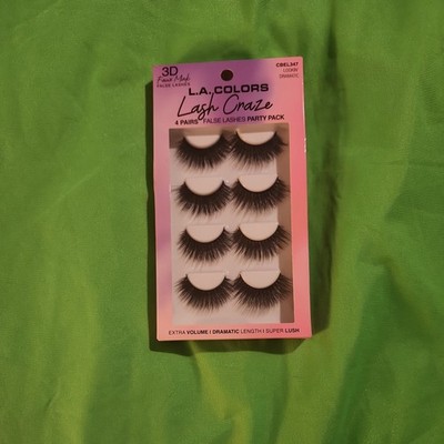 L.A. COLORS Lash Craze 3D Faux Mink Black Wispy Doll Eye Lashes 4 Pairs