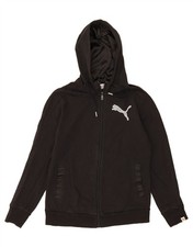 PUMA Womens Zip Hoodie Sweater UK 12 Medium Black Cotton RS09