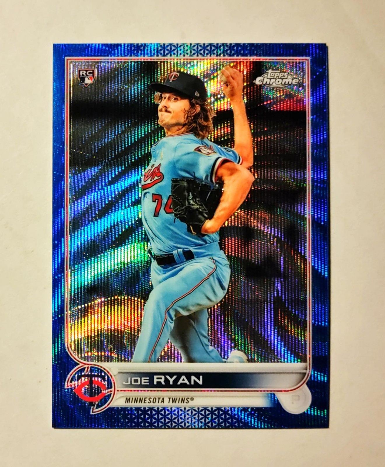 Joe Ryan 2022 Topps Chrome RC BLUE Wave REFRACTOR 18/75 Twins #48 O6