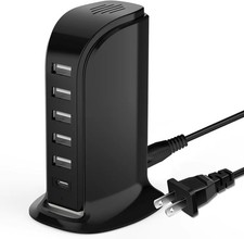 USB Charging Station for Multiple Devices, Multiport Charger Tower, USB-C Port S