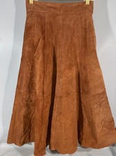 Vtg First Issue Womens A Line Skirt Flat Sz 8 Boho Suede Leather Western 70s