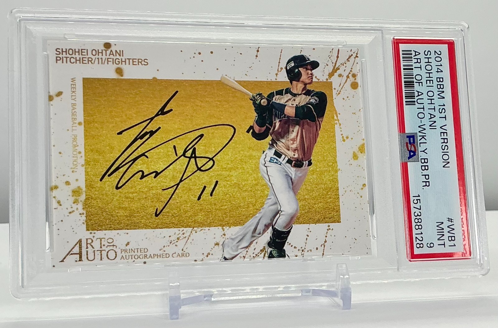 SHOHEI OHTANI 2014BBM 1ST VERSION AUTO-WKLY.BB.PR #WB1 PSA9!MINT!LOWPOP!(RC) view 2