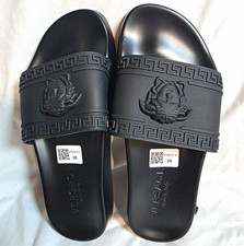 Versace Medusa Greek Key Logo Slide Sandals Black Synthetic Men  s US 6.5