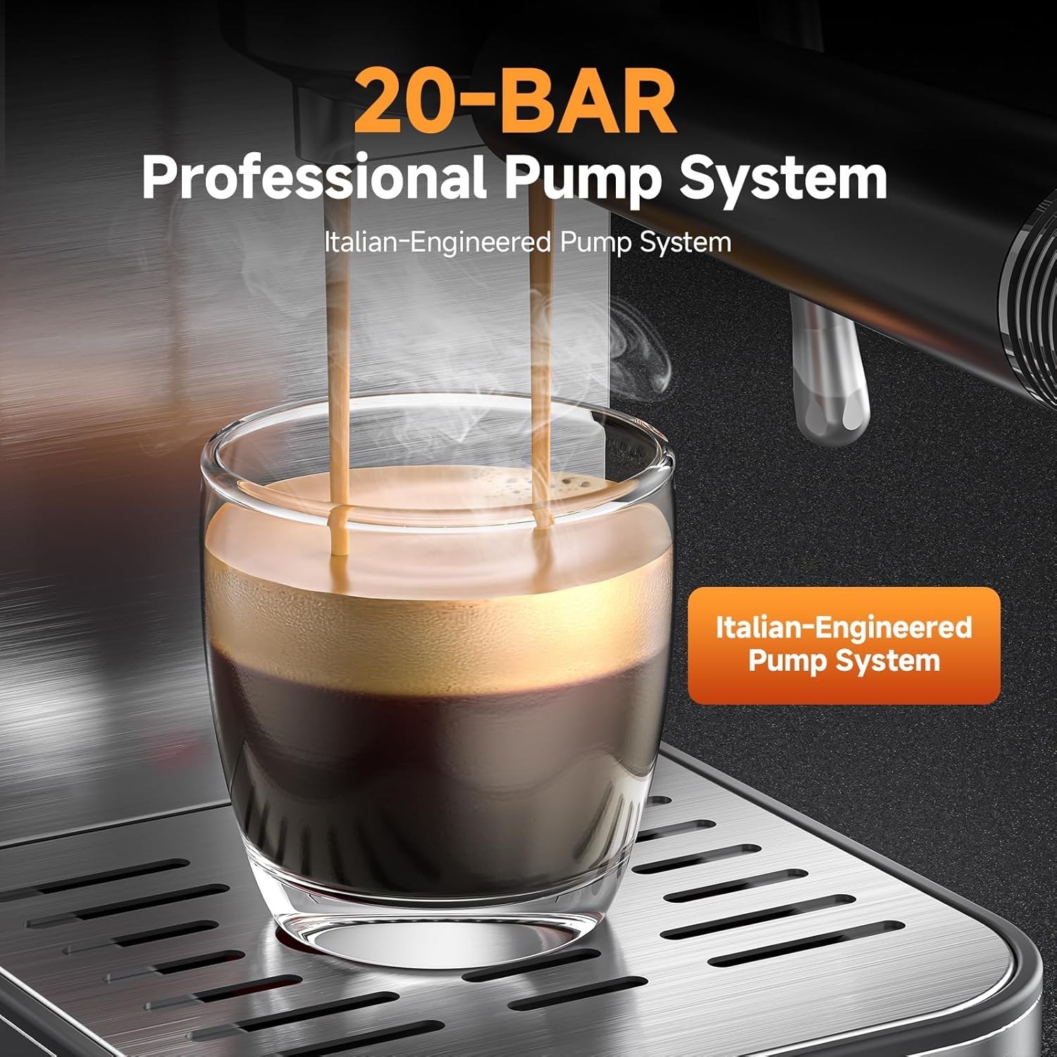 20 Bar Espresso Machine with LED Touch Screen, Espresso Maker with Self-Cleaning alternate view 3